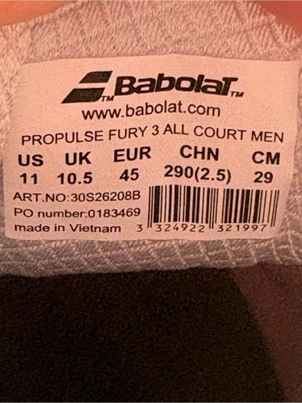 NEW Babolat Men’s 11 Propulse Fury 3 All Court Tennis Shoes‎ White/Blue Comfort
